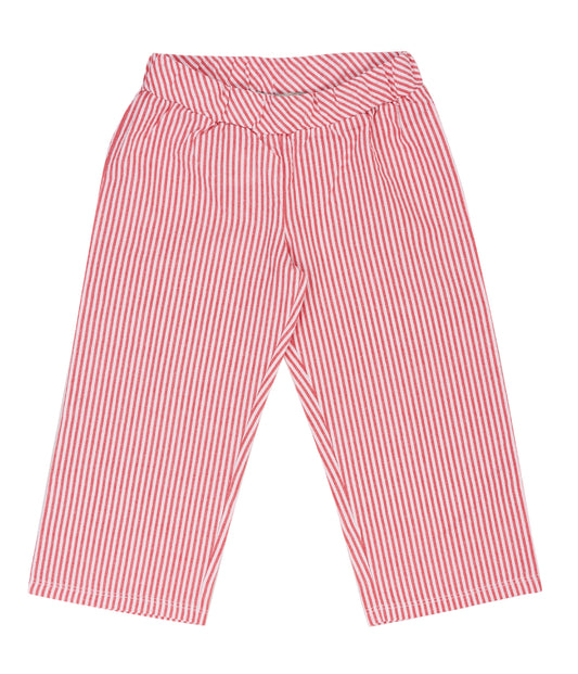 Pantaloni Cropped a Righe Rosse e Bianche