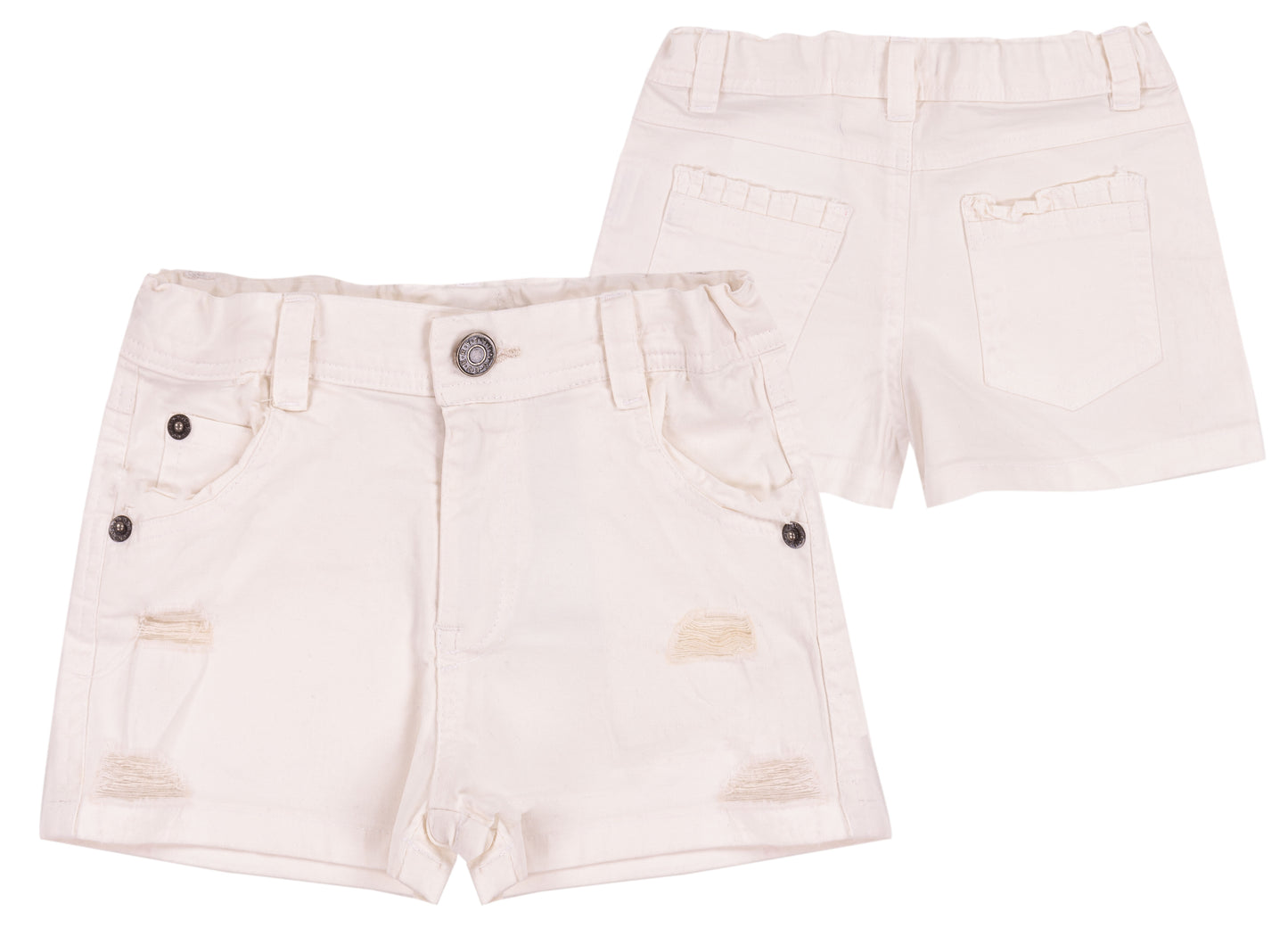 Shorts in denim bianco con strappi