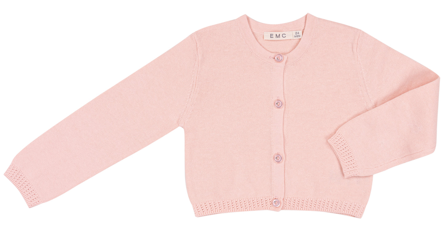Cardigan rosa chiaro in cotone