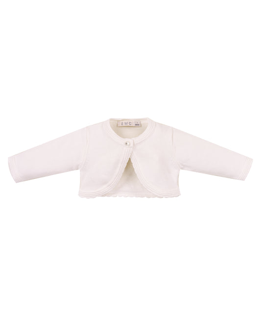 Cardigan bolero bianco in cotone