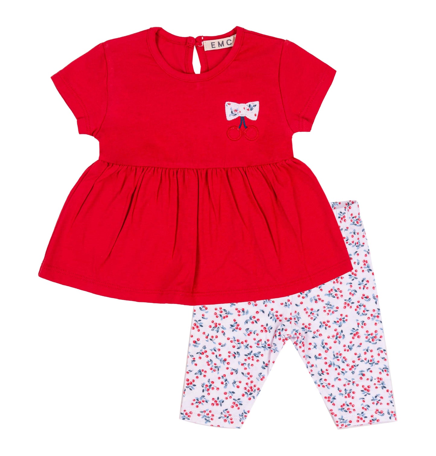 Completo Bambina Maglietta Rossa e Leggings Fantasia