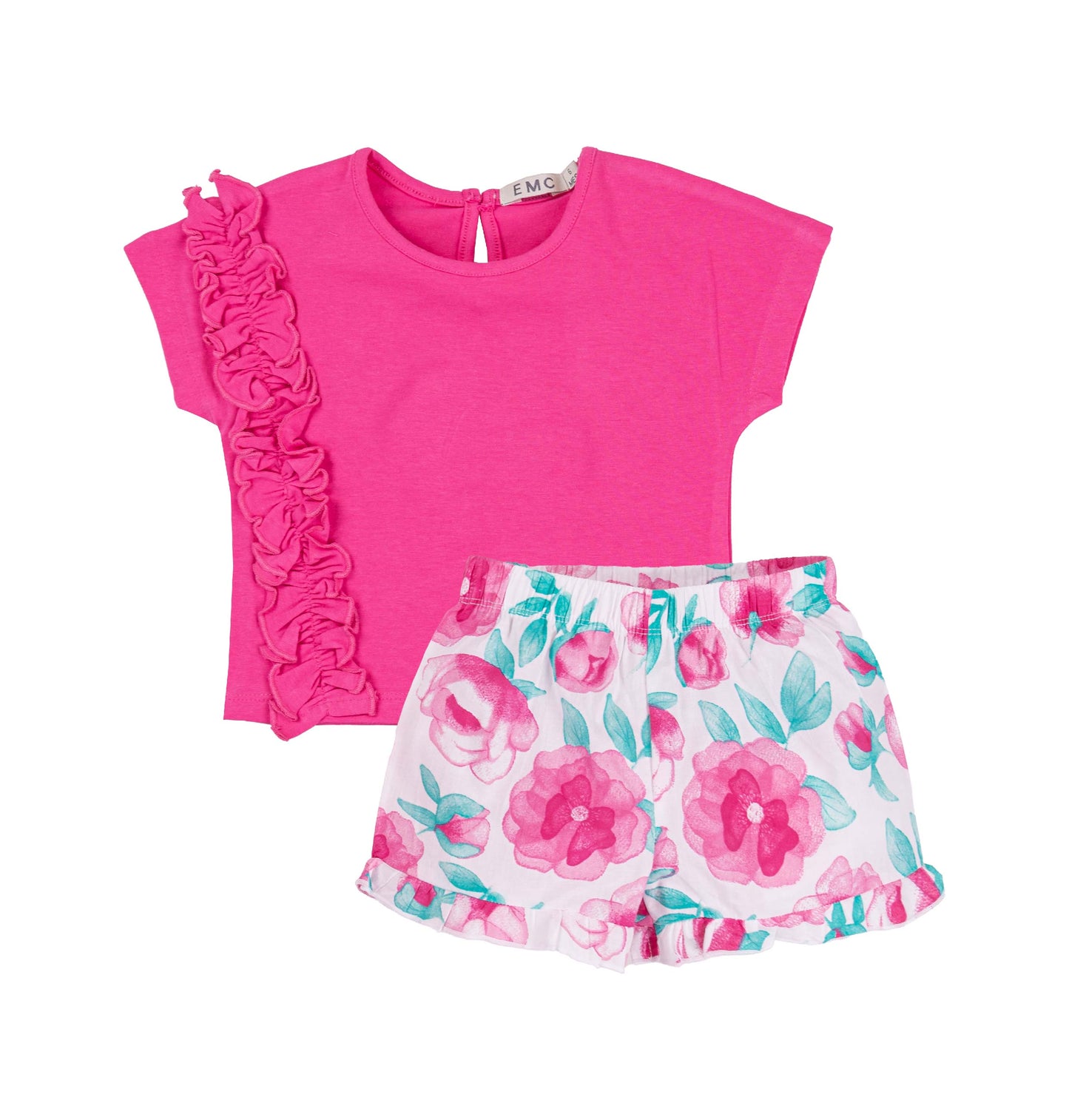 Completo T-shirt e Shorts Floreali Bambina