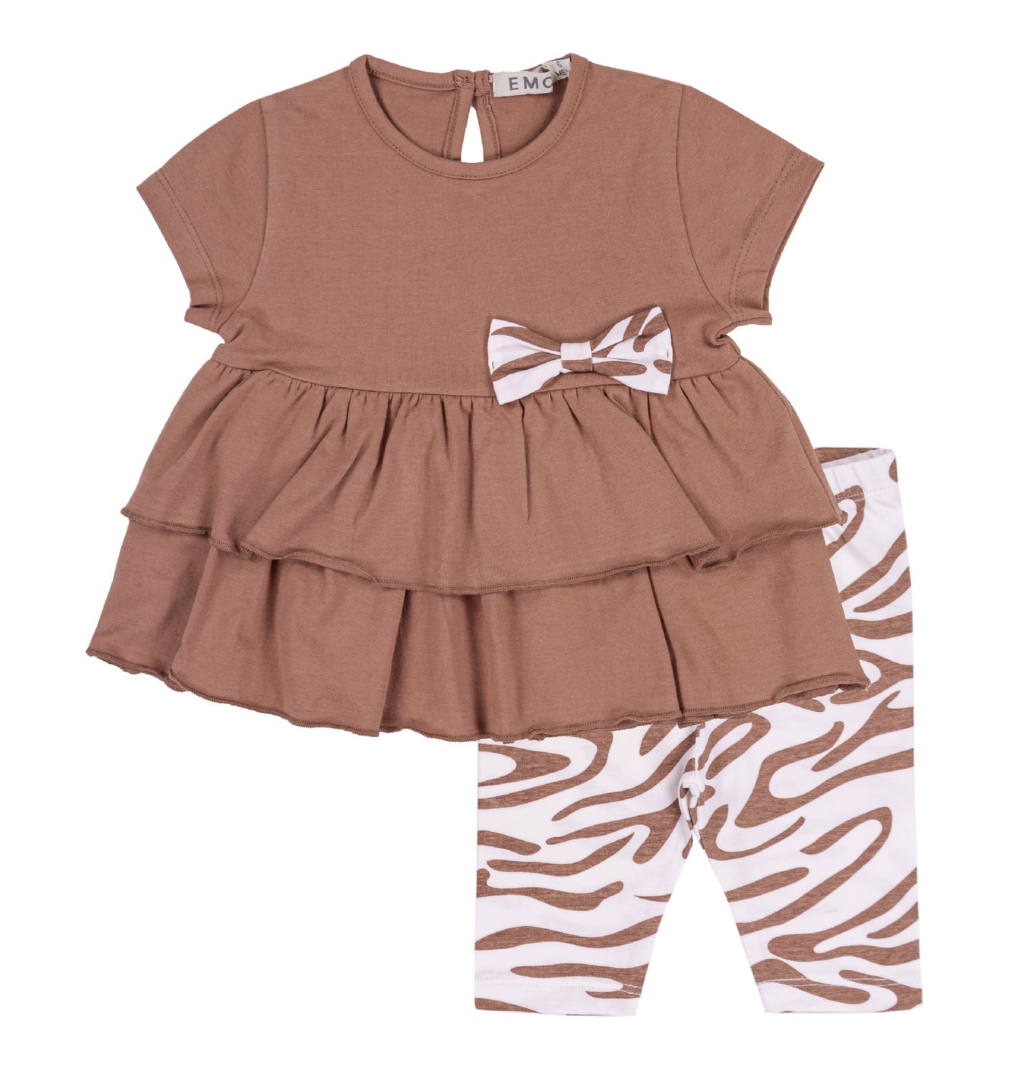 Completo Bambina Top con Volant e Leggings Stampa Zebra