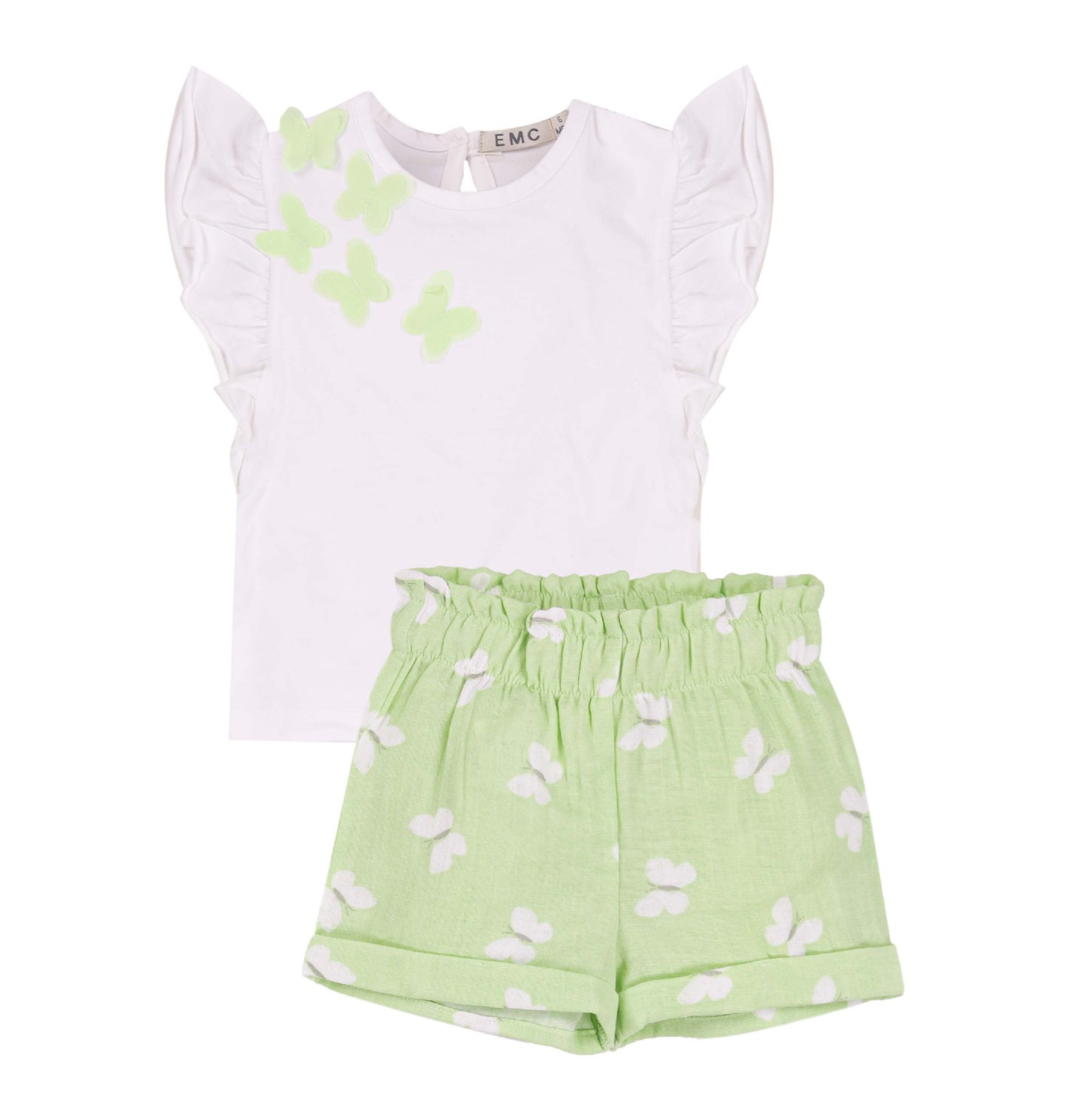 Completo top e shorts con farfalle