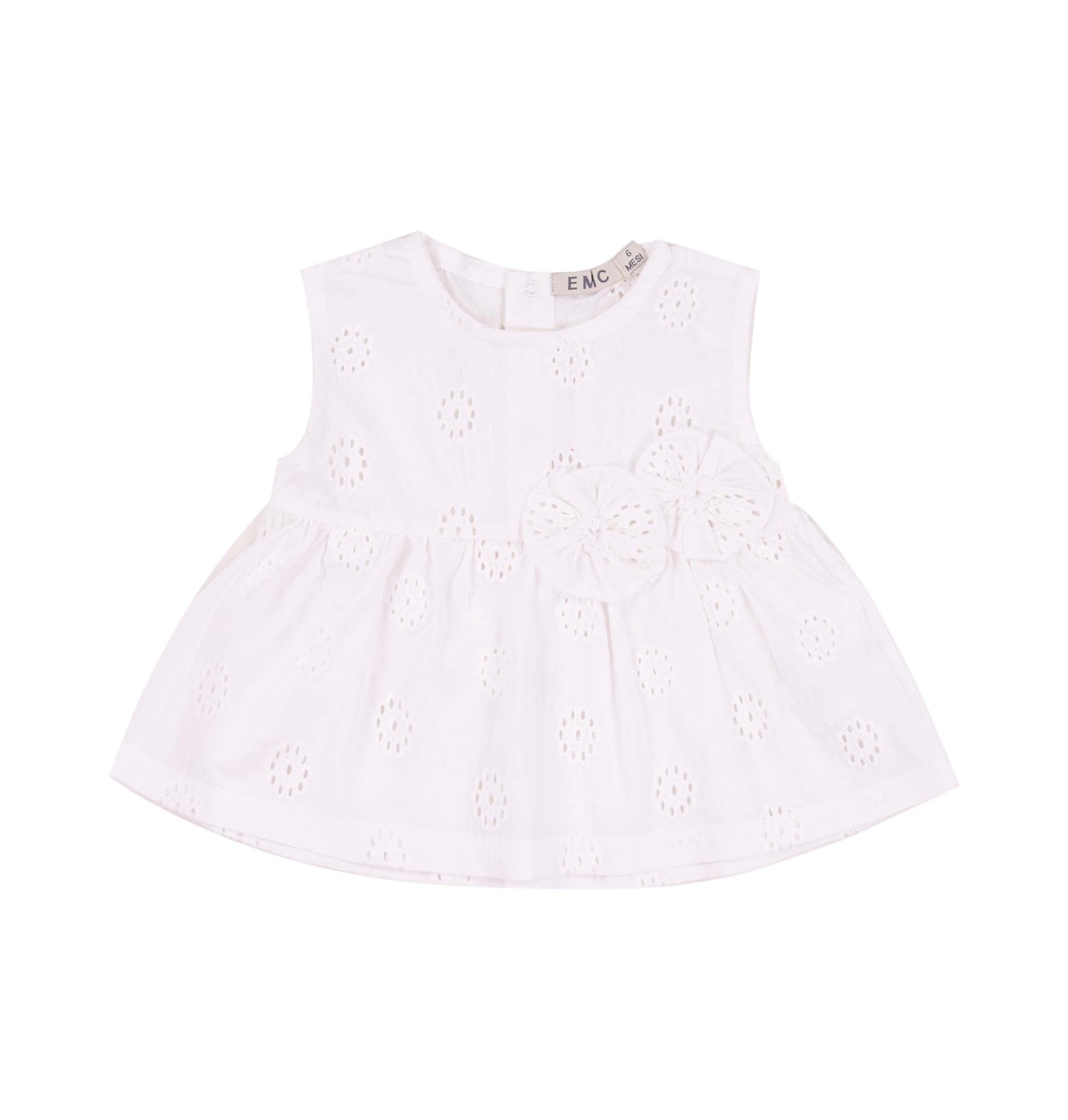 Top Neonata Bianco Sangallo con Fiori