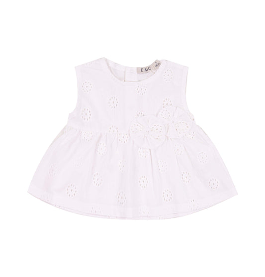 Top Neonata Bianco Sangallo con Fiori