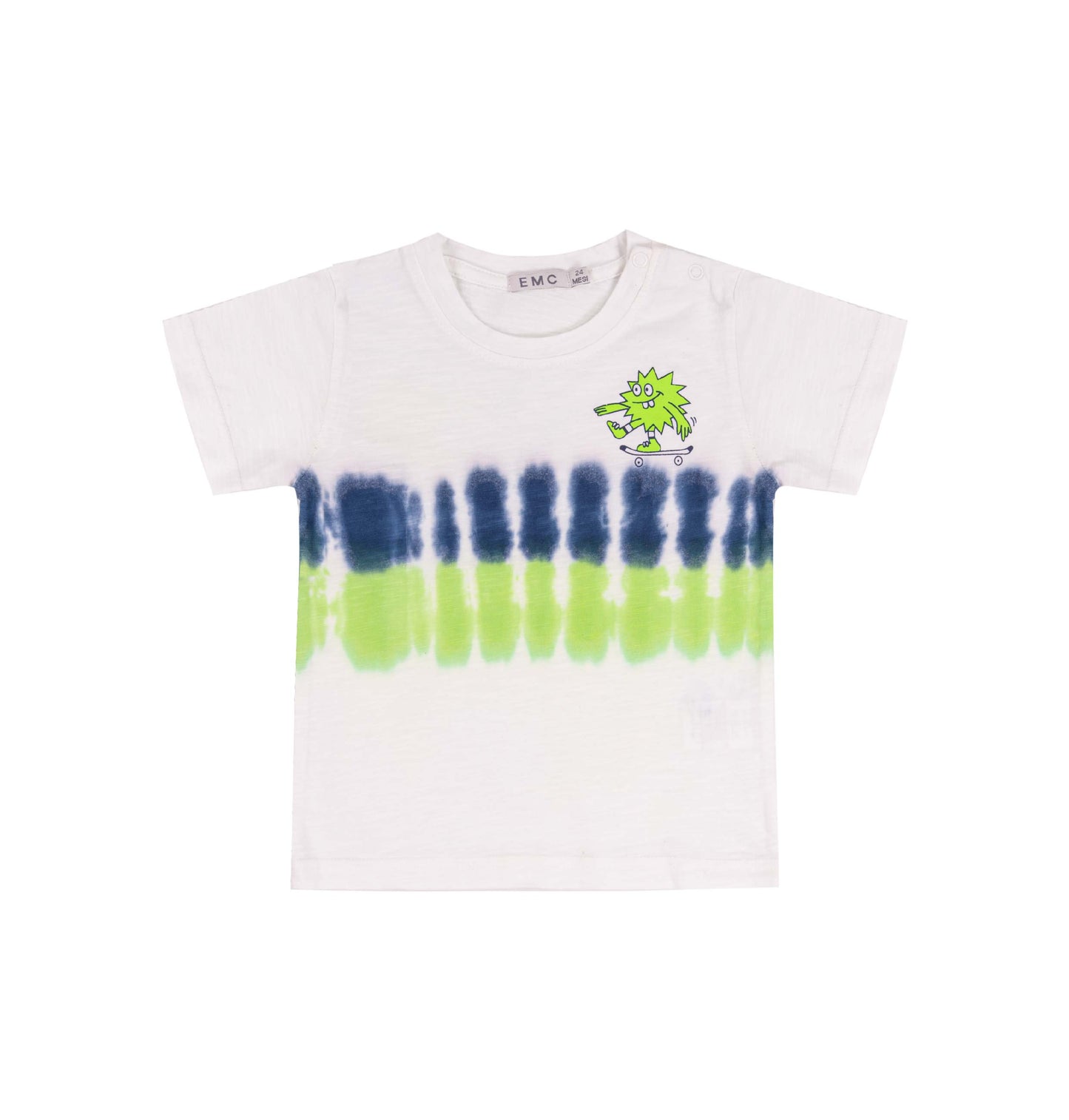 T-shirt Bambino Tie-Dye con Stampa Mostro Skateboard