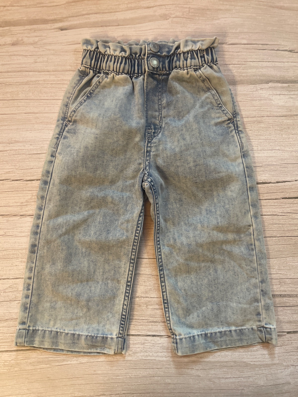 Jeans Bambina Vita Alta Elasticizzata Effetto Delavé