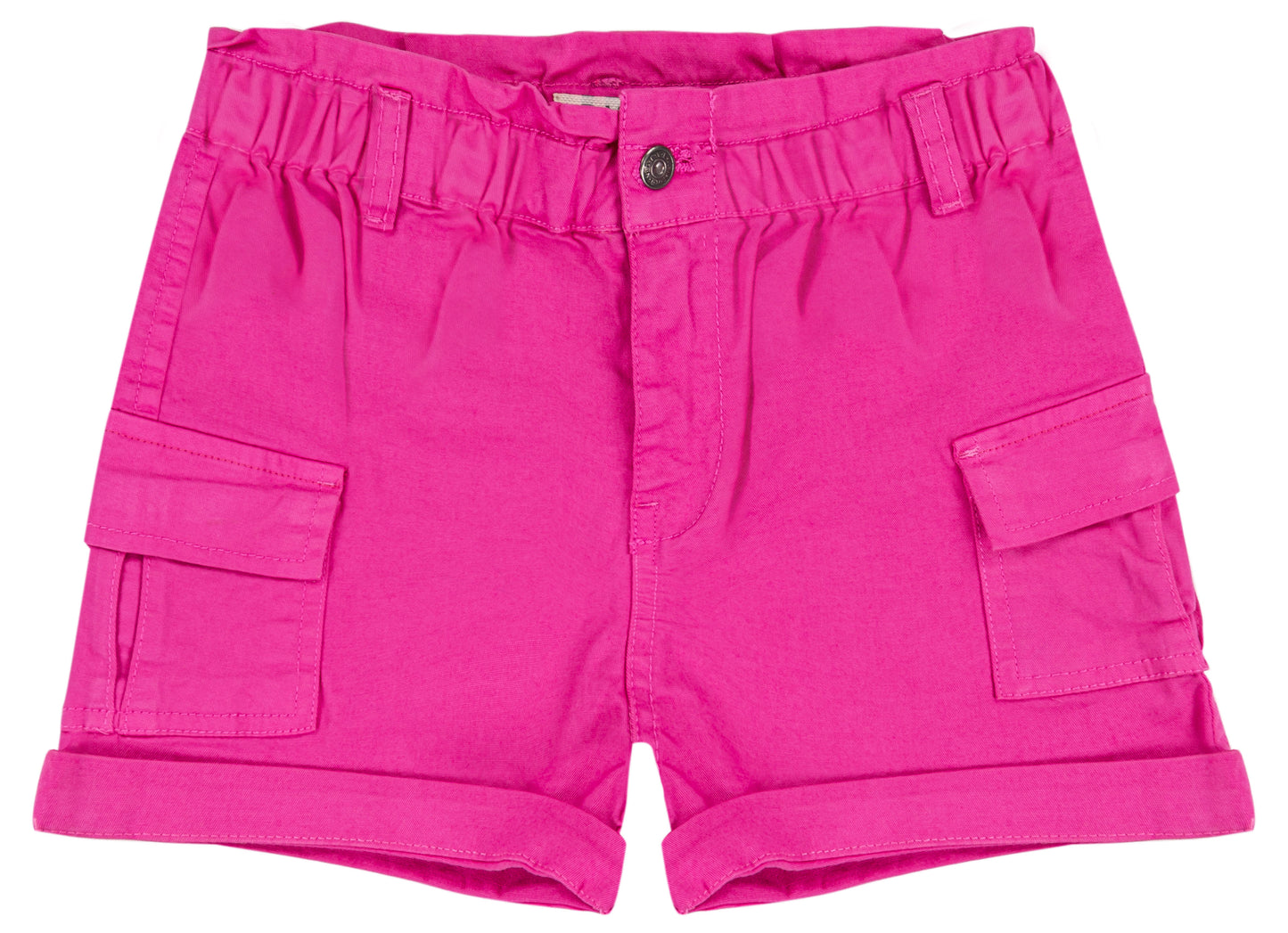 Shorts Cargo in denim leggero fucsia con Elastico in Vita