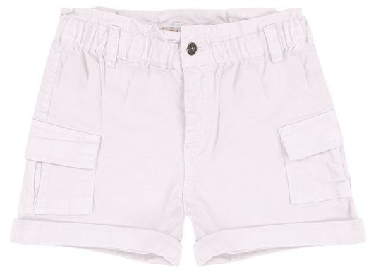 Shorts Cargo in denim leggero Bianchi con Elastico in Vita