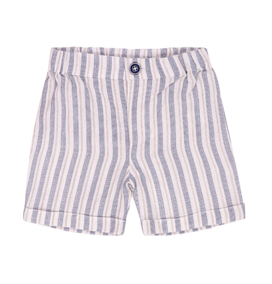 Shorts a righe per bambino in lino