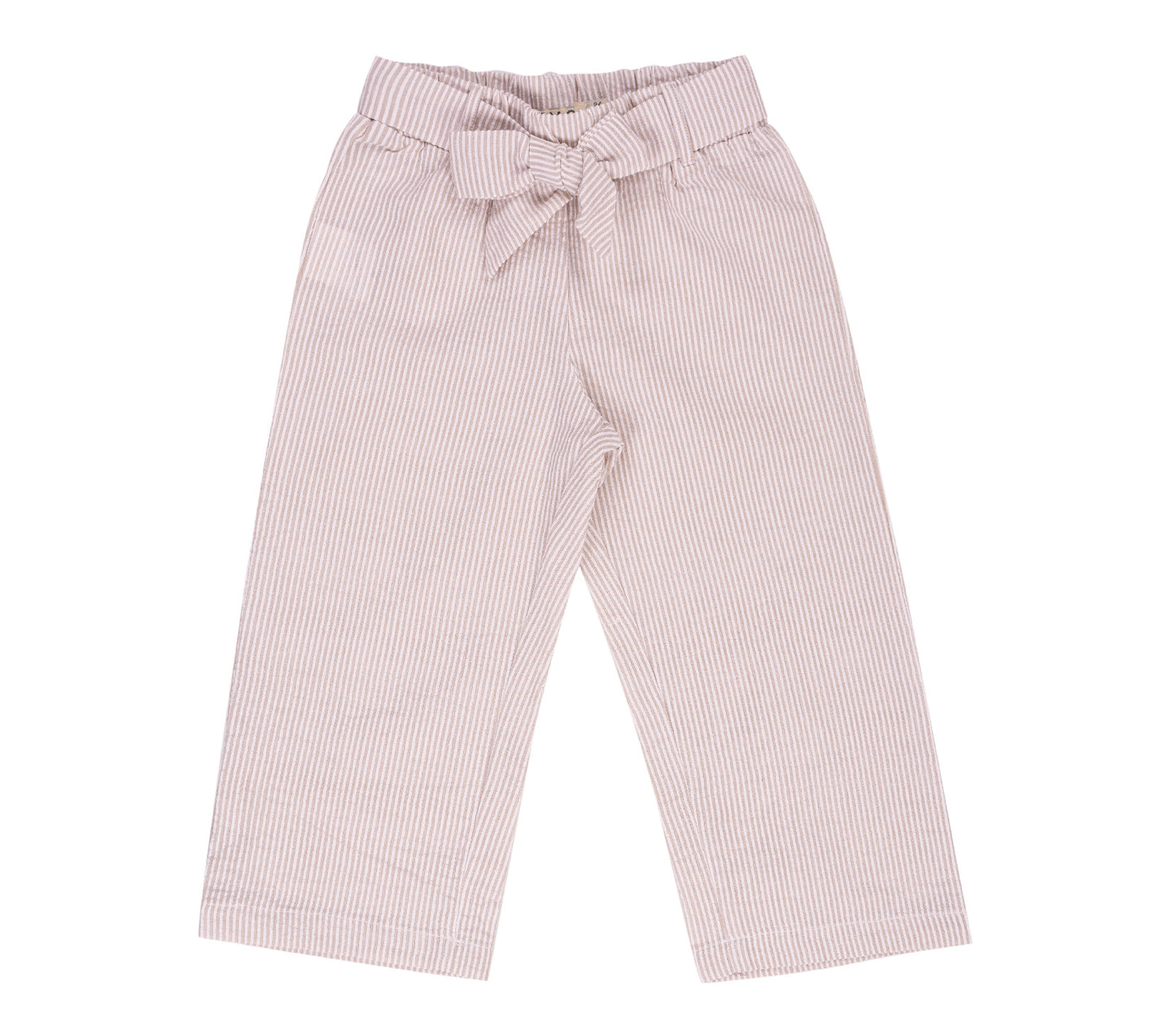 Pantaloni a righe in cotone con fiocco in vita
