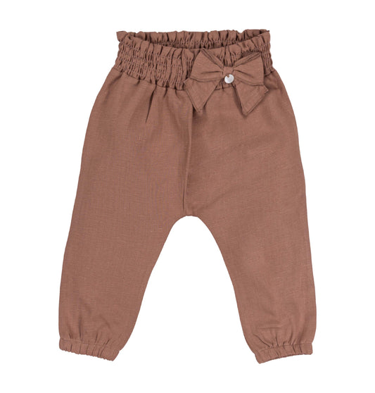 Pantaloni in lino con Fiocco e Vita Smock
