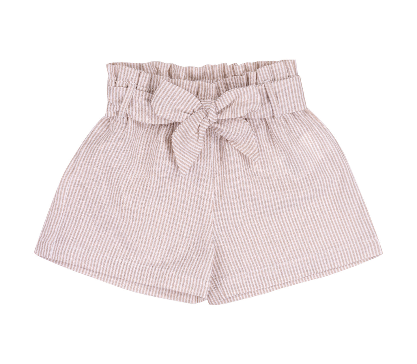 Pantaloncini in cotone con vita paperbag e fiocco