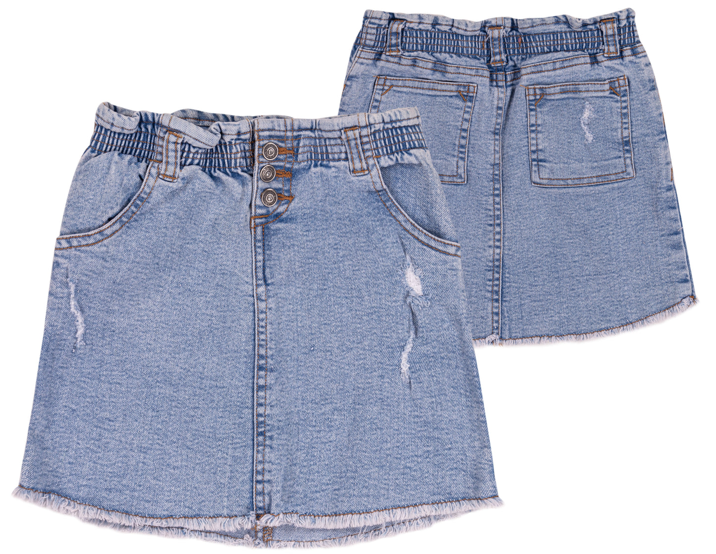 Gonna di jeans elasticizzata con orlo sfrangiato