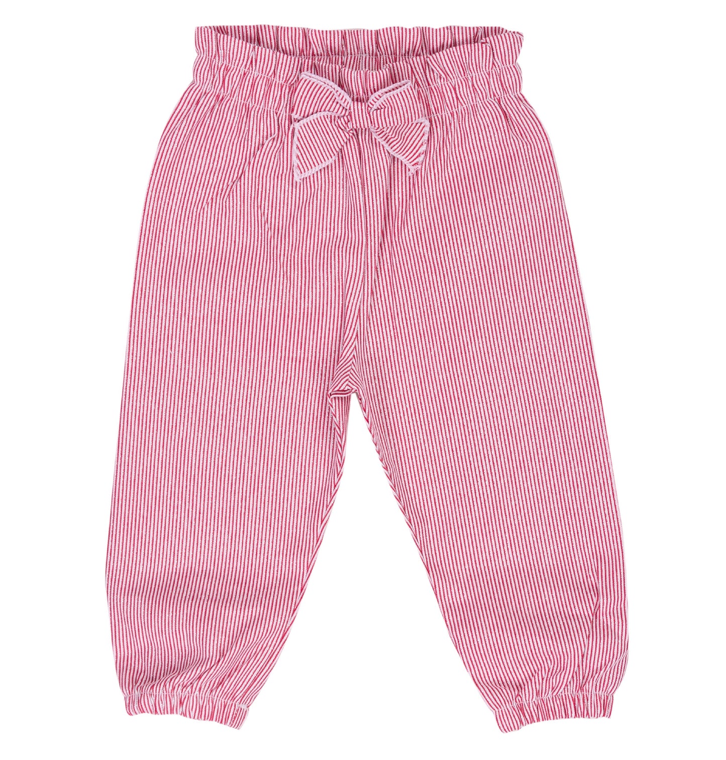 Pantaloni Bimba a Righe Rosa e lurex con Fiocco