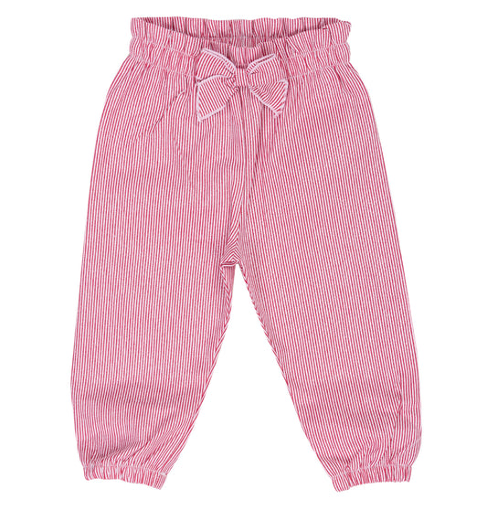 Pantaloni Bimba a Righe Rosa e lurex con Fiocco
