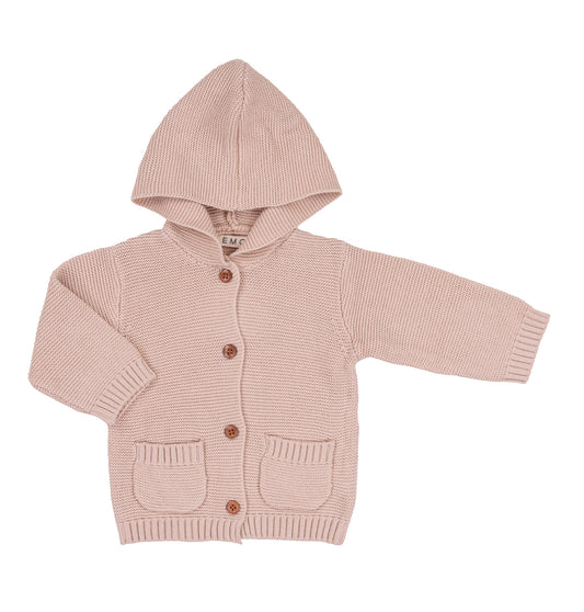 Cardigan in maglia con cappuccio