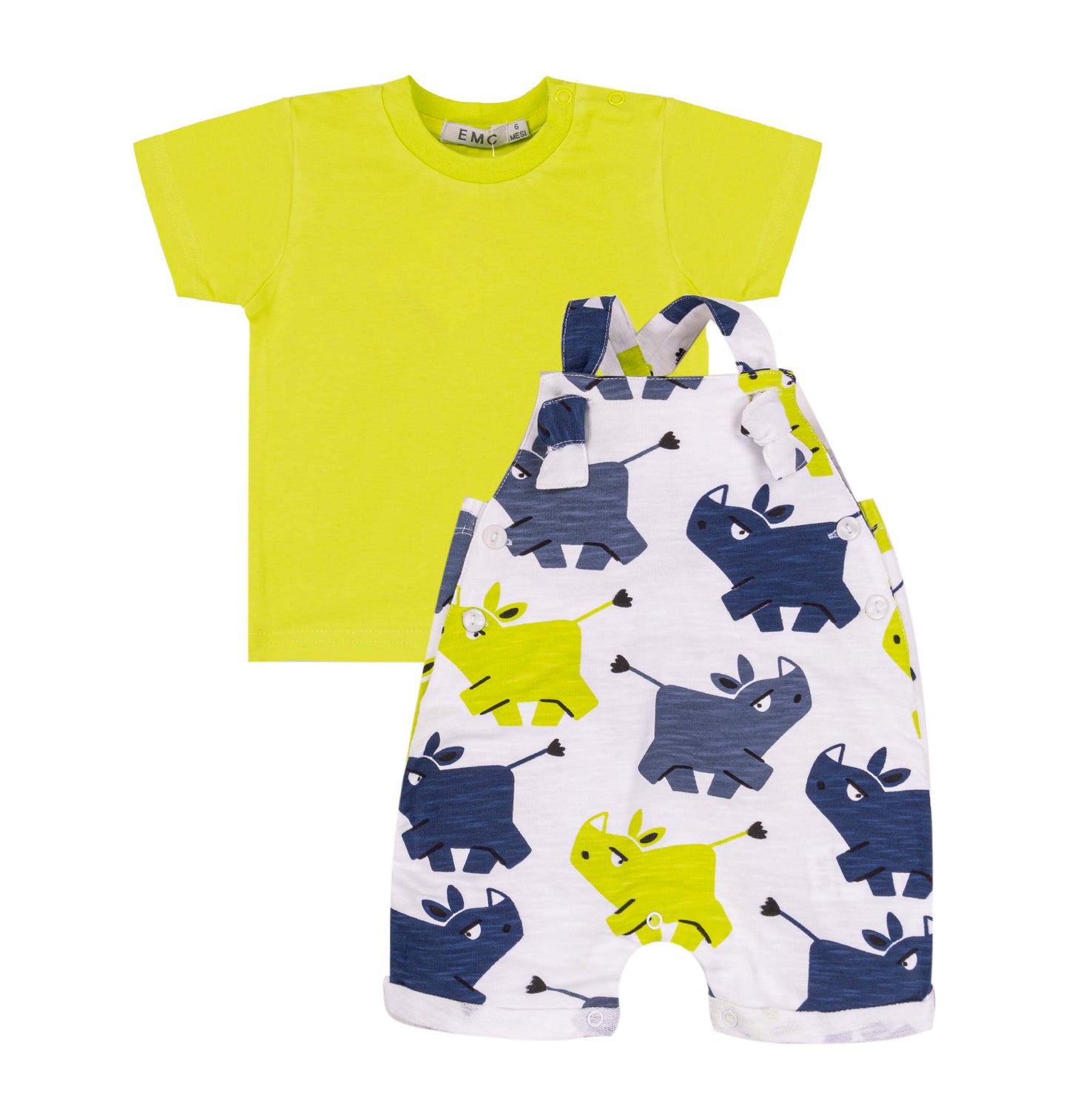 Completo t-shirt e pagliaccetto con rinoceronti