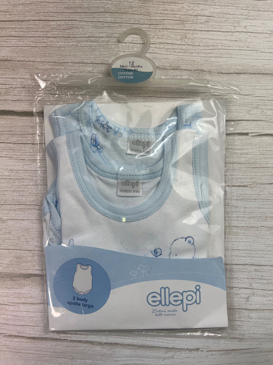 Set 2 Body Neonato Spalla Larga in Cotone Ellepi