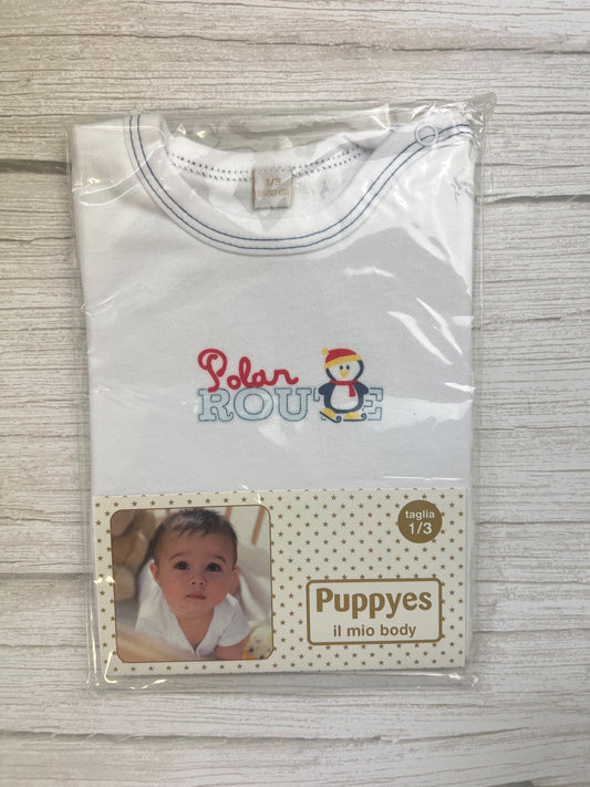 Body Neonato Bianco con Pinguino e Scritta Polar ROUTE