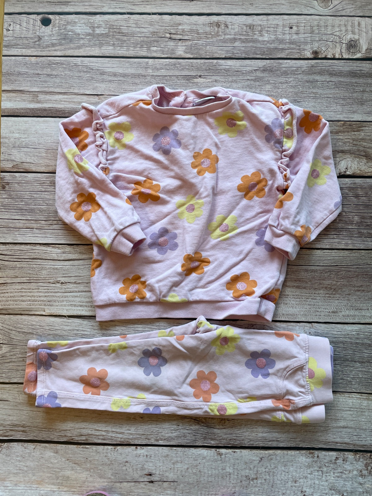 Completo Bambina Rosa con Fantasia Floreale
