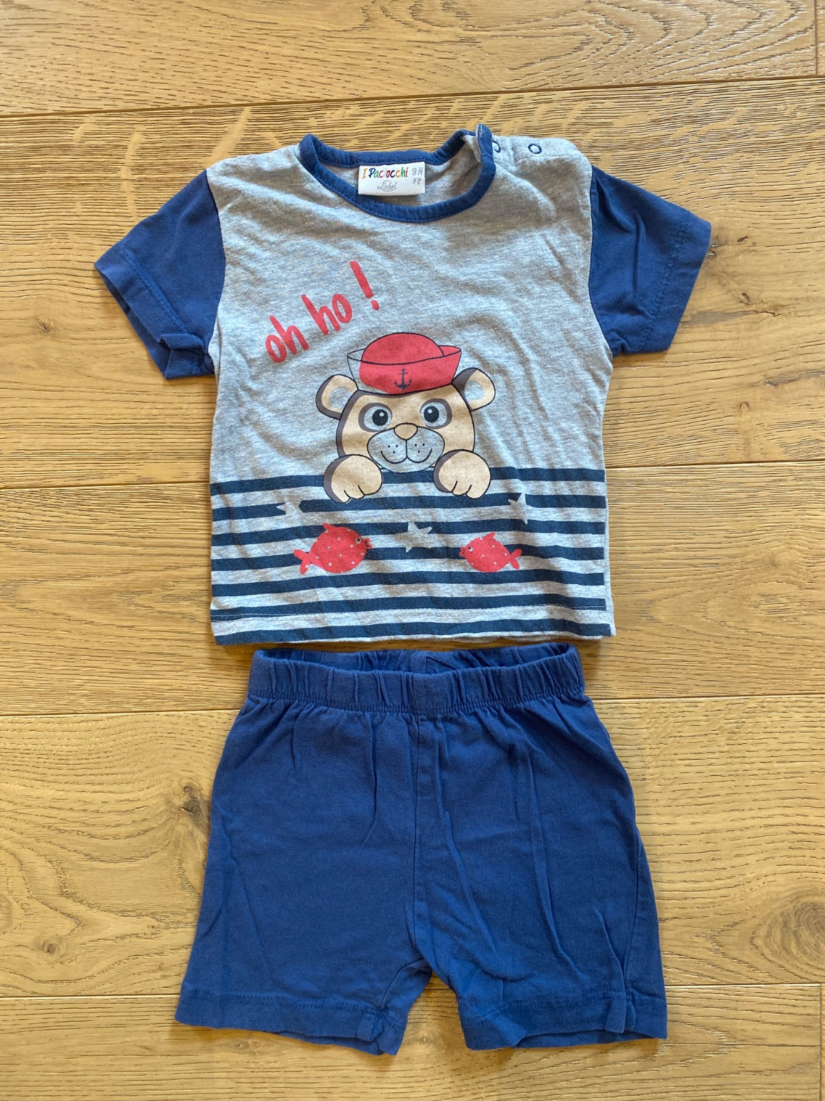 Completo neonato estivo maglietta e pantaloncini tema marinaio