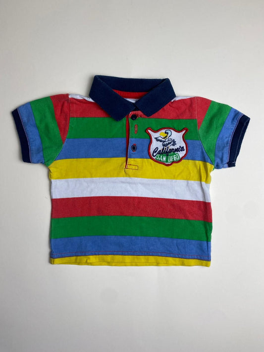 Polo maniche corte a righe multicolore
