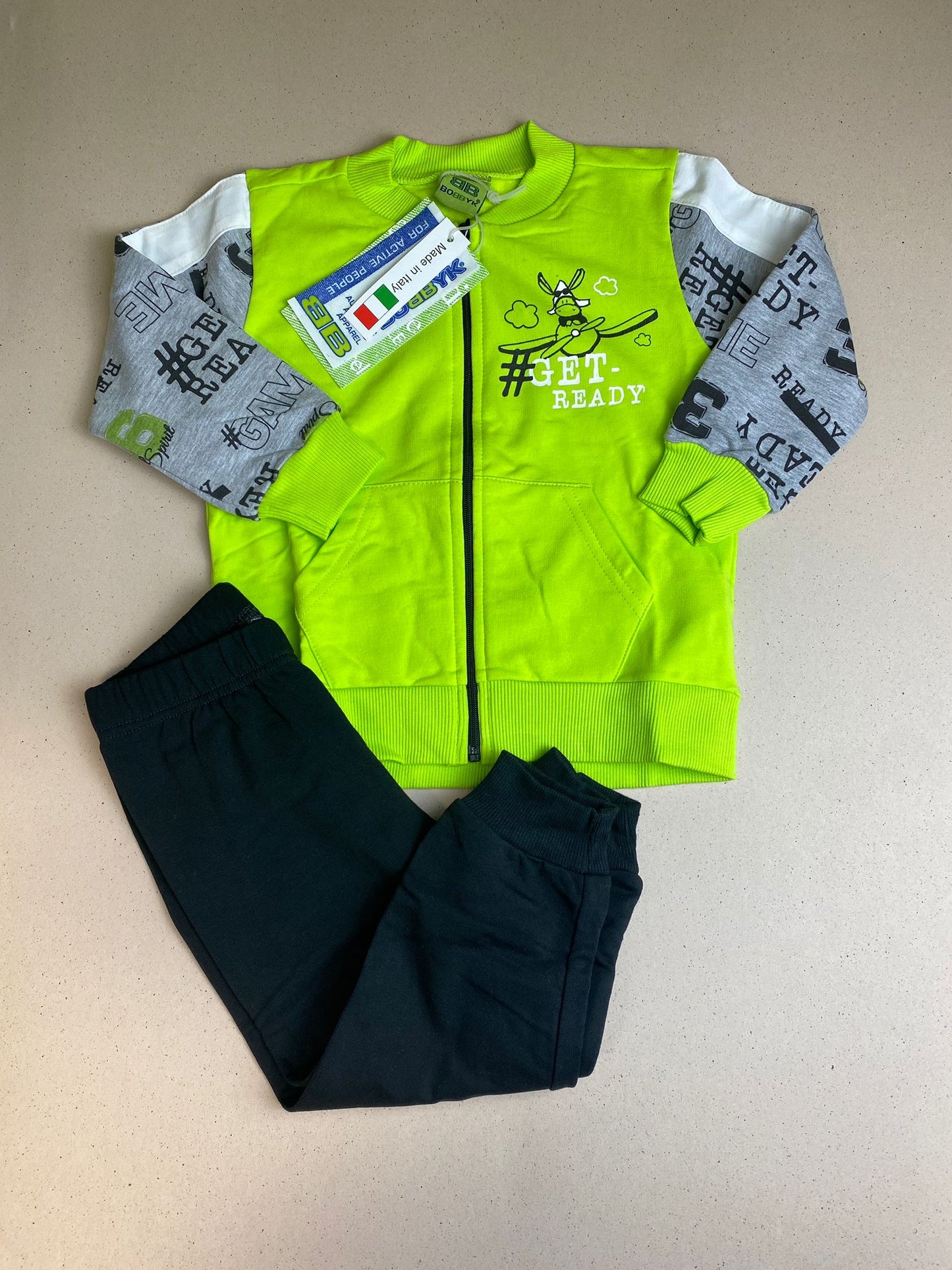 Set felpa con zip e pantalone