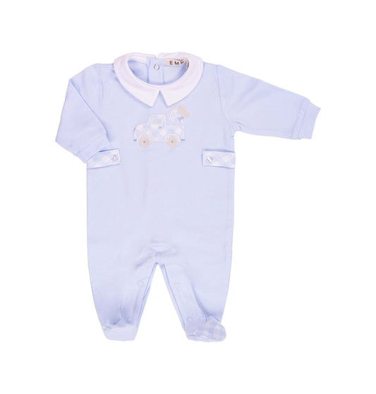 Tutina Neonato Azzurra con Ricamo Camioncino