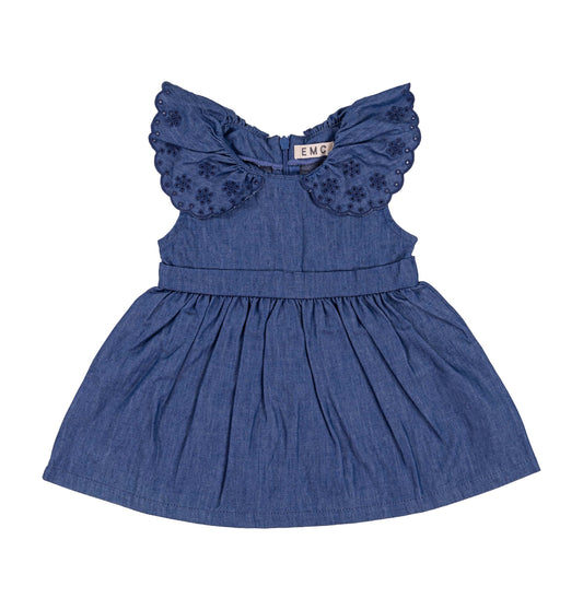 Vestito in denim leggero con ricami