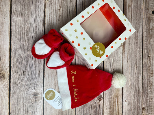 Set cappello e scarpette natalizie