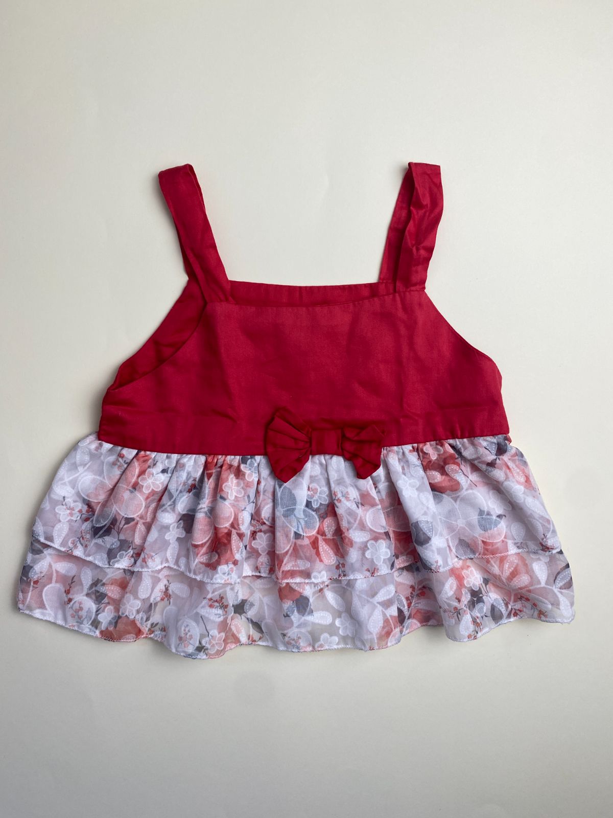 Top Bambina con Bretelle e Stampa Floreale