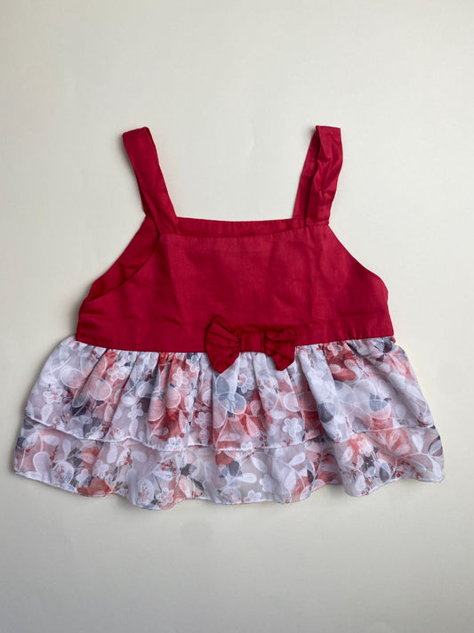 Top Bambina con Bretelle e Stampa Floreale