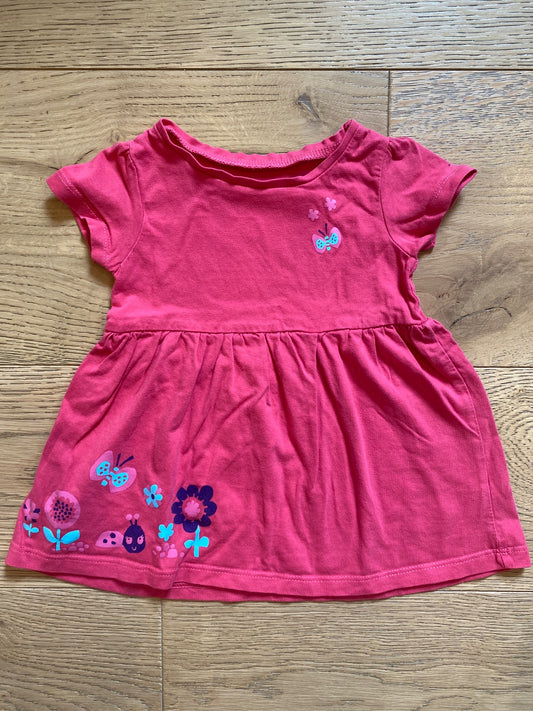 Vestito neonata rosa fucsia con ricami a farfalle e fiori