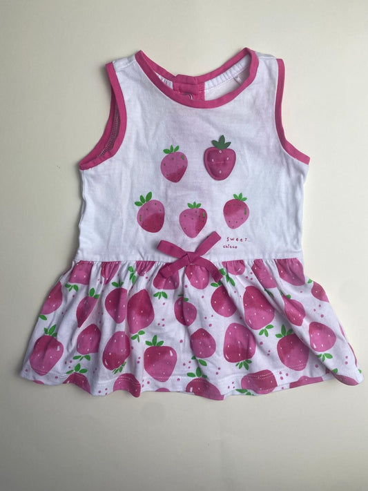 Vestito neonata senza maniche con stampa fragole