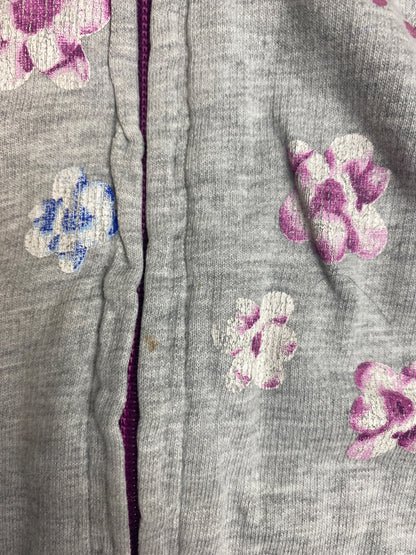 Felpa con cappuccio grigia per bambini con fiori e zip