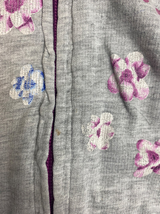 Felpa con cappuccio grigia per bambini con fiori e zip