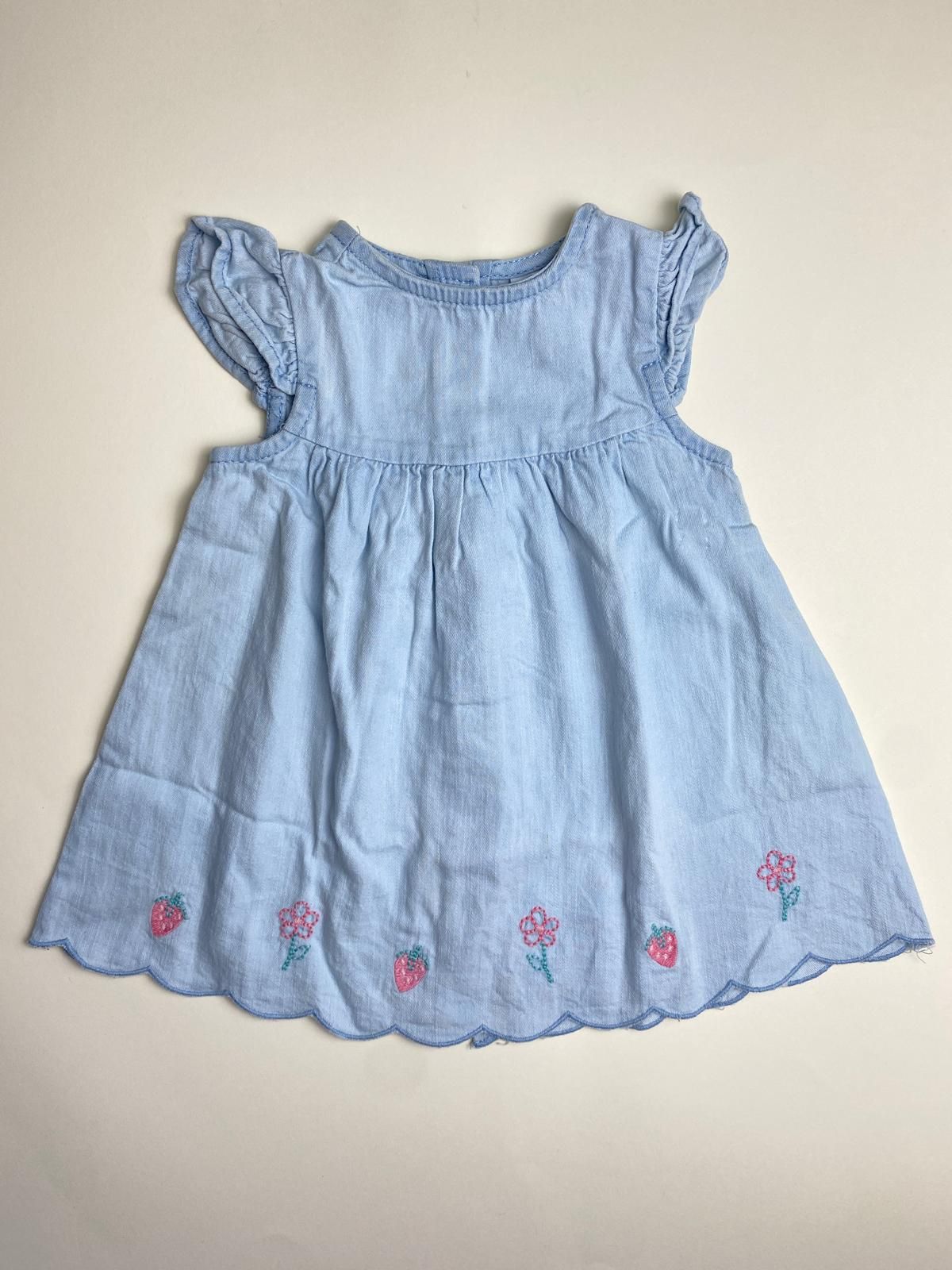 Vestito neonata senza maniche in denim