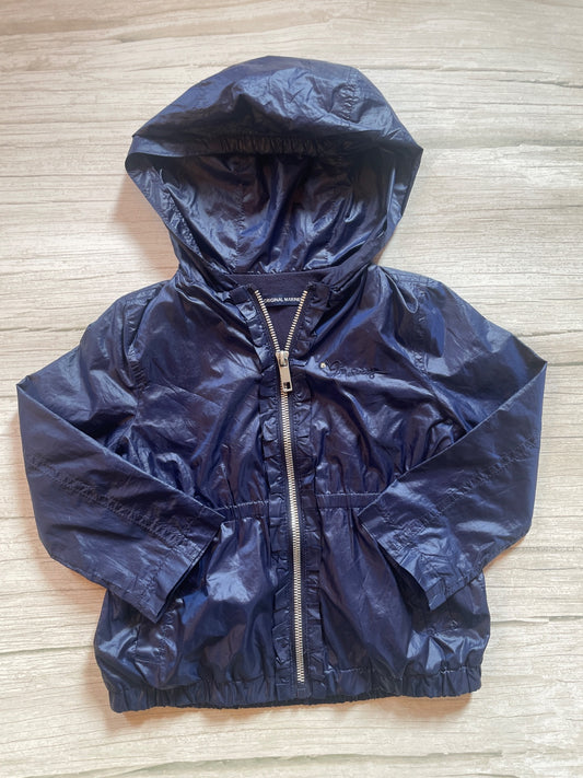 Giacca a vento con cappuccio blu navy per bambini