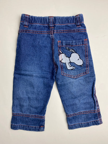 Jeans in denim blu per neonato/bambino con cuciture a contrasto