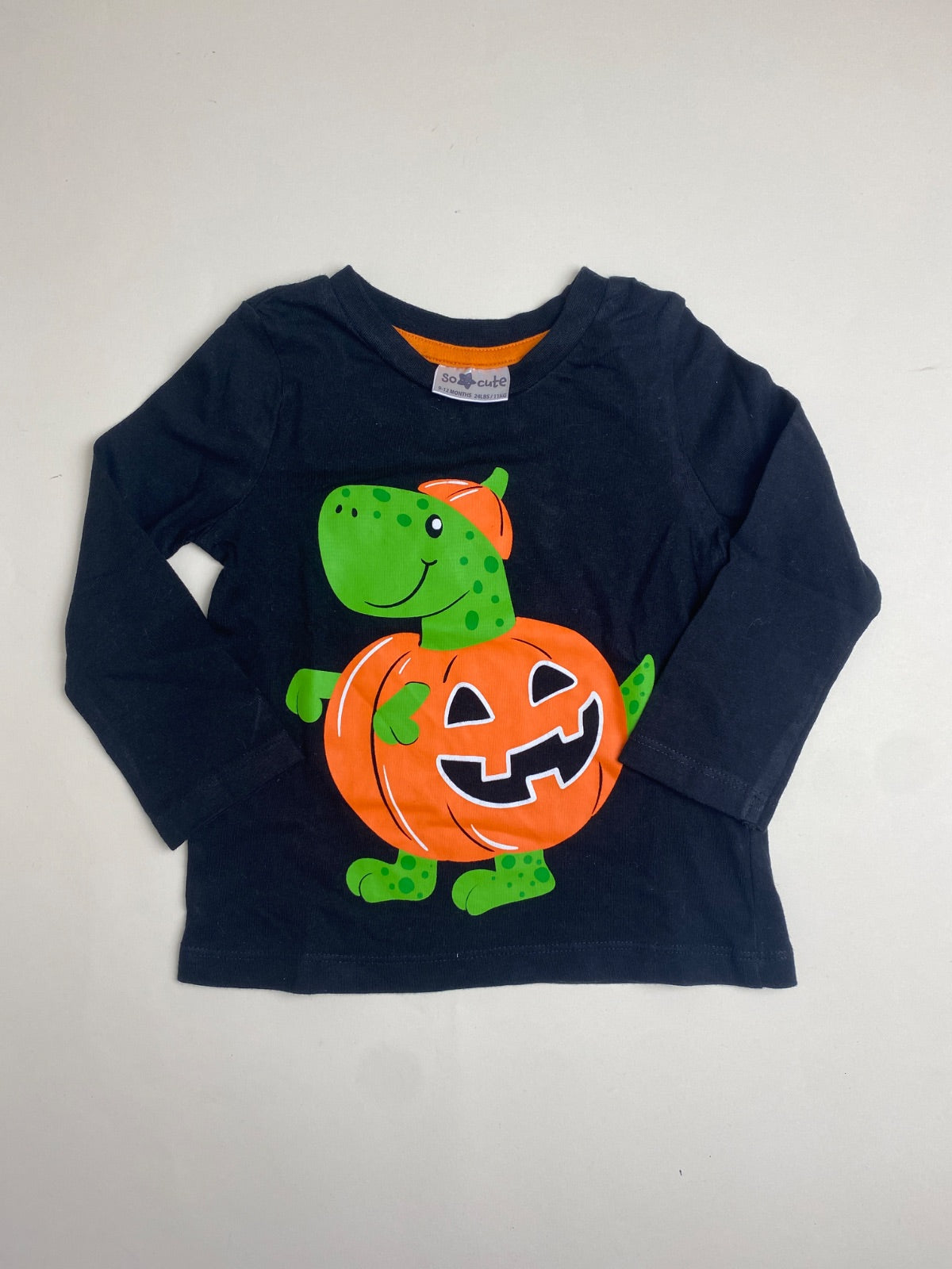 Maglietta a maniche lunghe per bambini con dinosauro e zucca di Halloween