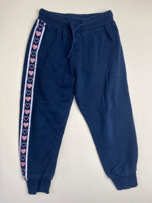 Pantaloni in felpa Scuro con Striscia Cuori Glitter