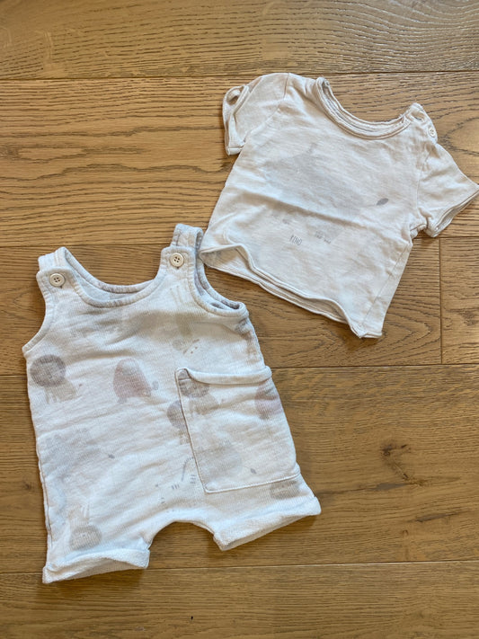 Set T-shirt e Salopette Corta Neonato