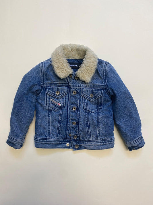Giacca di jeans Diesel per bambini con colletto in pelliccia sintetica
