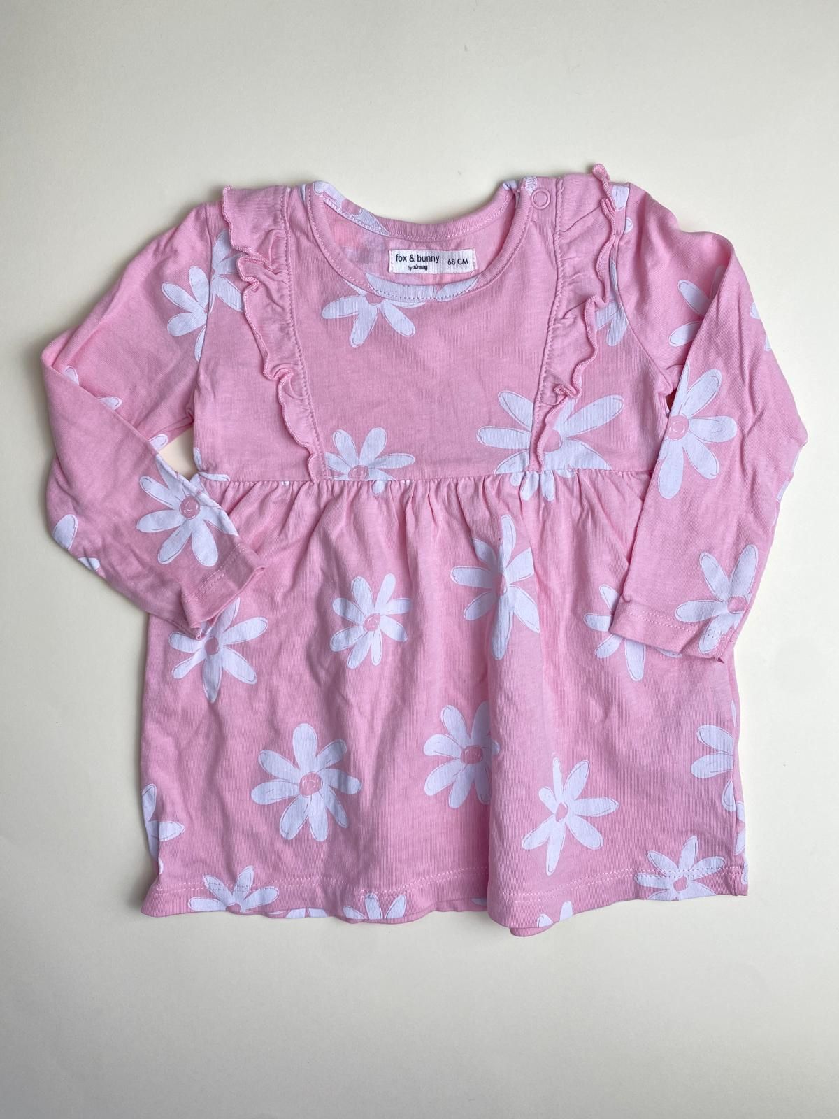 Vestito rosa con stampa margherite per neonata