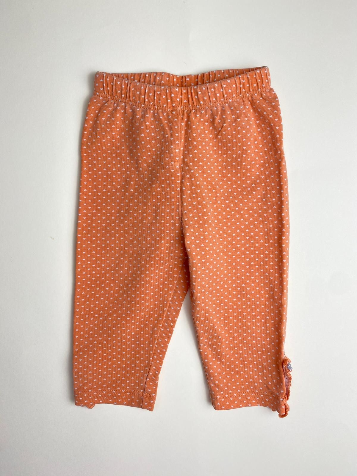Leggings Bambina Arancioni con Cuori Bianchi