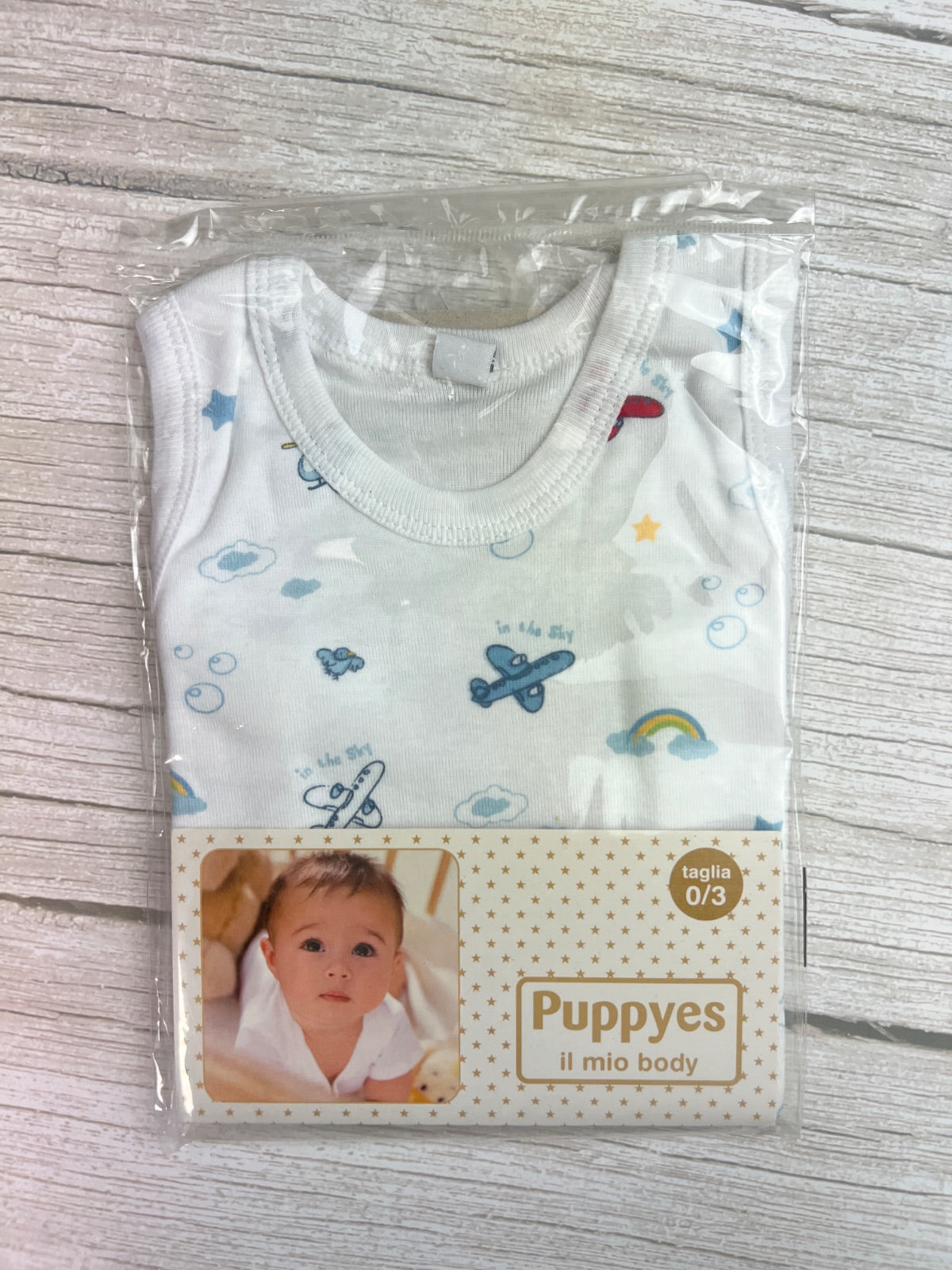 Body neonato Puppyes senza maniche fantasia aerei