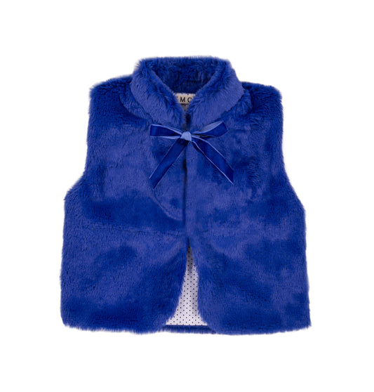 Gilet in pelo con fiocco