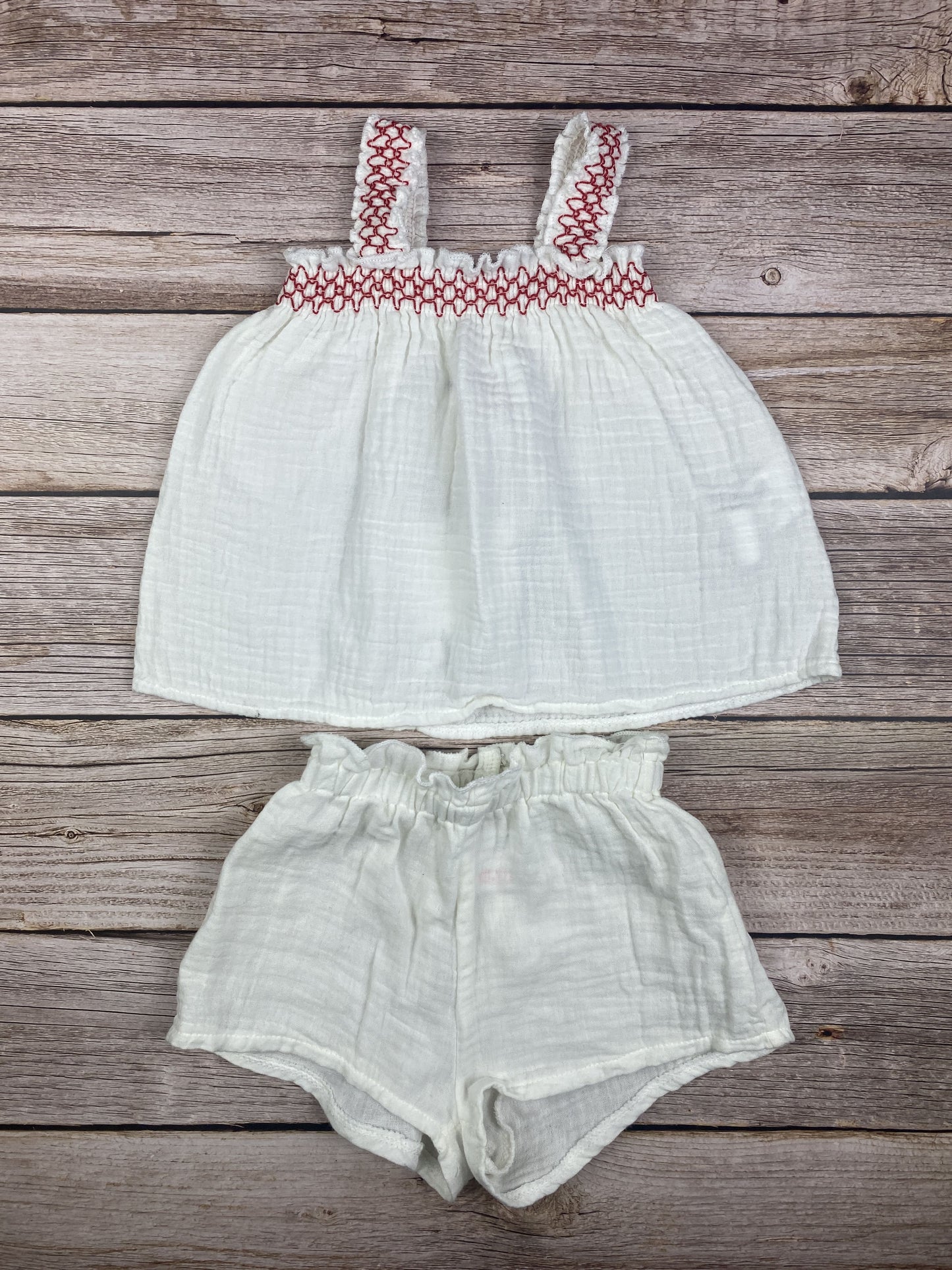 Set t-shirt senza manica e pantaloncino in mussola